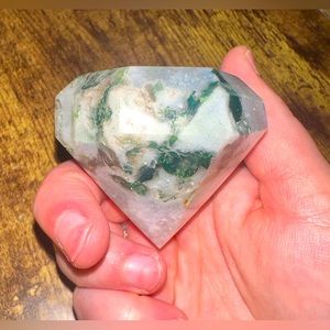 Natural Moss Agate Diamond-Shape Crystal